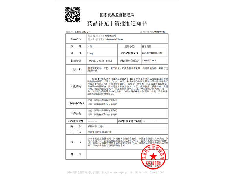 喜  報—公司吲達(dá)帕胺片研發(fā)圓滿成功